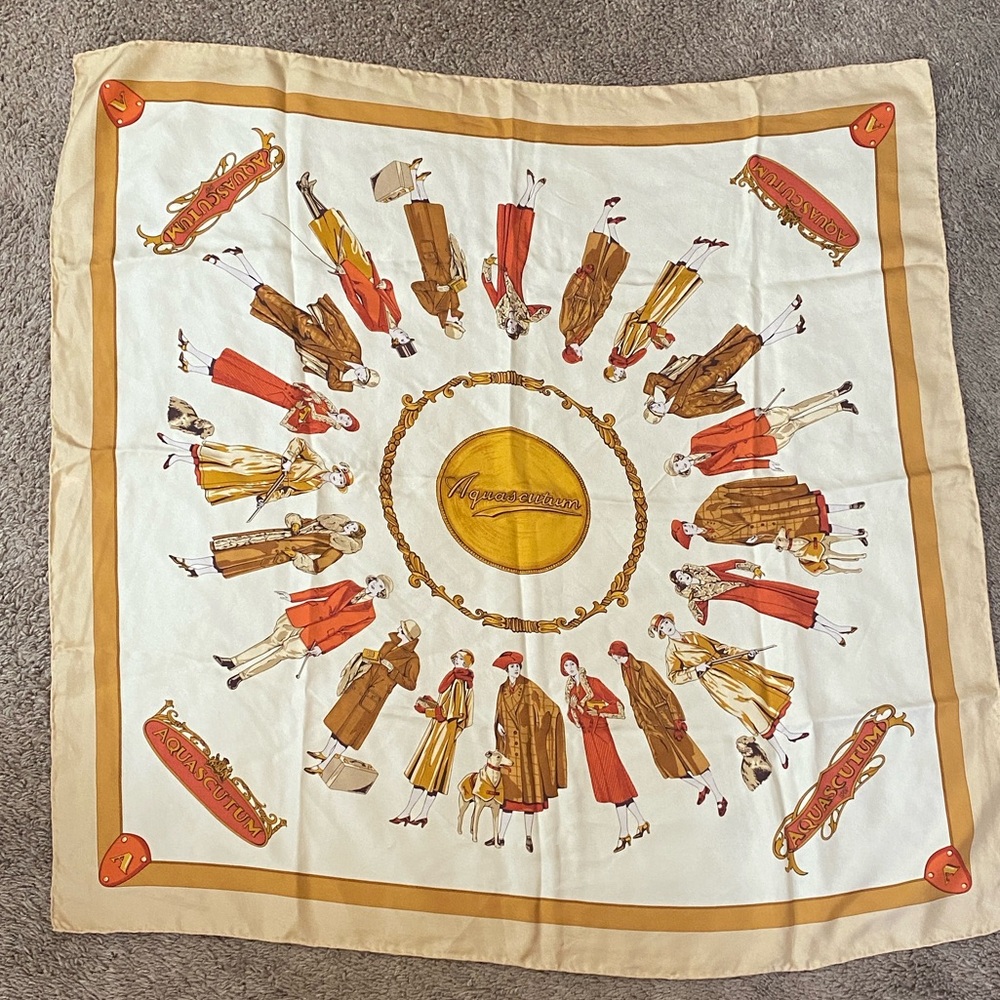 VTG 70’s Aquascutum 1920s Fashion Girls Ladies Silk Scarf